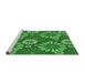 Sideview of Machine Washable Transitional Green Rug, wshpat1285grn