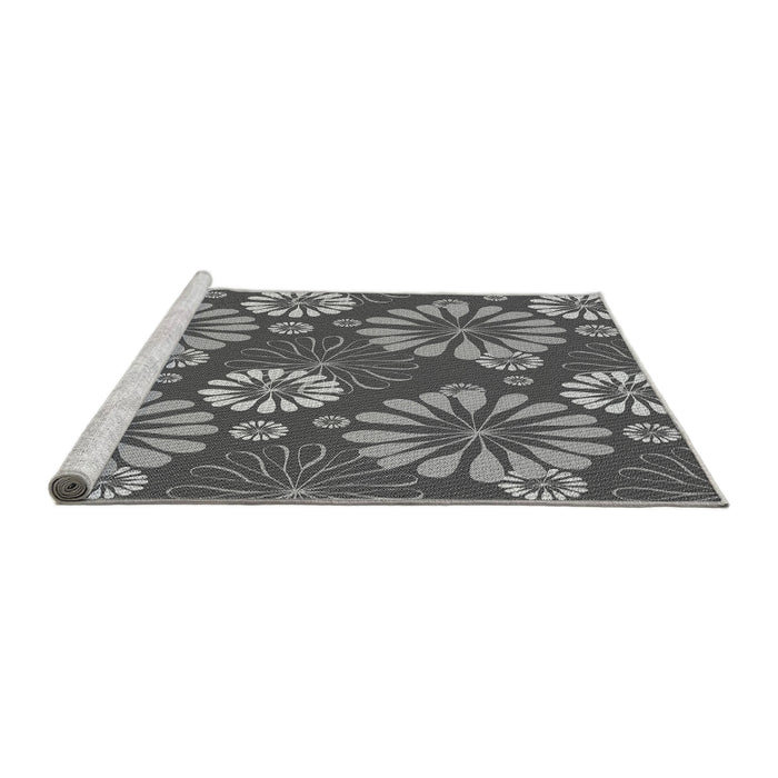 Sideview of Machine Washable Transitional Dark Gray Rug, wshpat1285gry