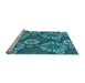 Sideview of Machine Washable Transitional Teal Green Rug, wshpat1285lblu