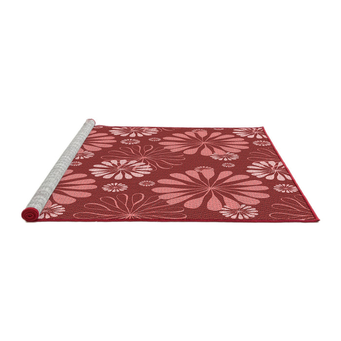 Sideview of Machine Washable Transitional Red Rug, wshpat1285rd
