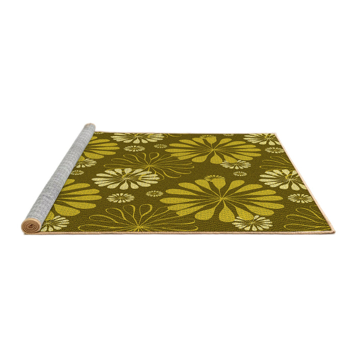 Sideview of Machine Washable Transitional Yellow Rug, wshpat1285yw