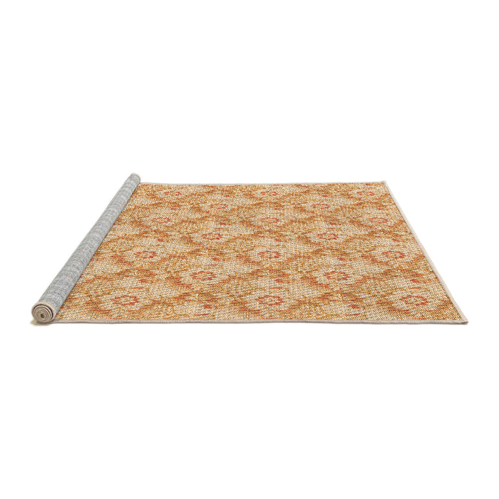 Sideview of Machine Washable Transitional Brown Gold Rug, wshpat1286org