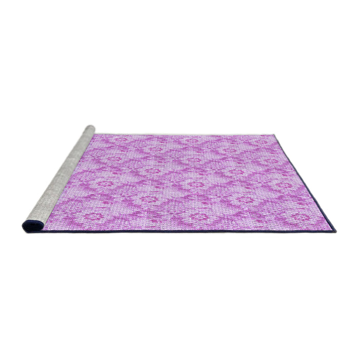 Sideview of Machine Washable Transitional Blossom Pink Rug, wshpat1286pur