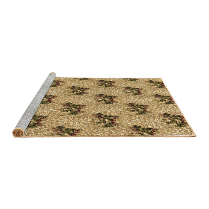 Sideview of Machine Washable Transitional Yellow Orange Rug, wshpat1287brn