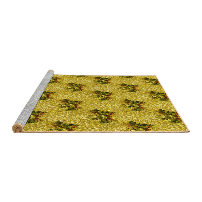 Sideview of Machine Washable Transitional Bright Gold Yellow Rug, wshpat1287yw