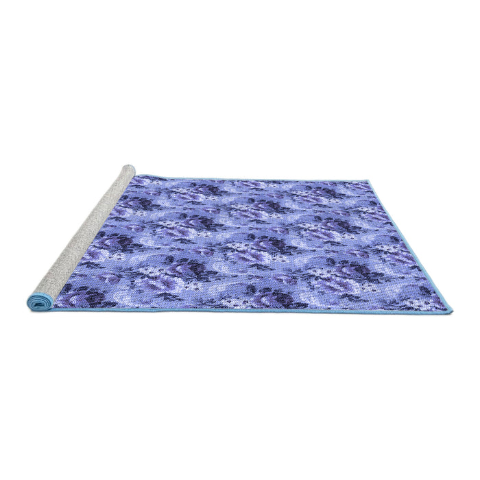 Sideview of Machine Washable Transitional Denim Blue Rug, wshpat1288blu
