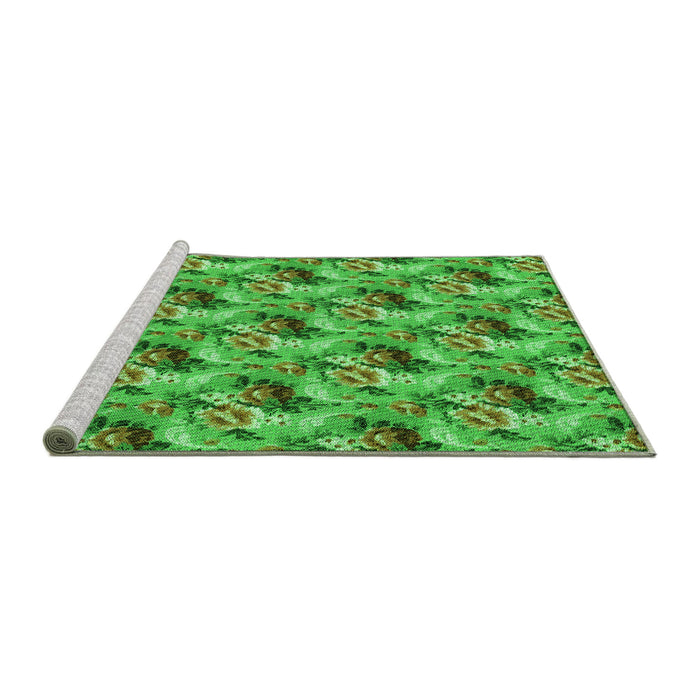 Sideview of Machine Washable Transitional Dark Lime Green Rug, wshpat1288grn