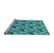 Sideview of Machine Washable Transitional Bright Turquoise Blue Rug, wshpat1288lblu