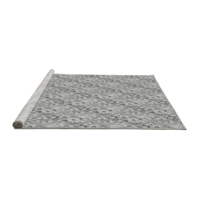 Sideview of Machine Washable Transitional Platinum Silver Gray Rug, wshpat1289gry