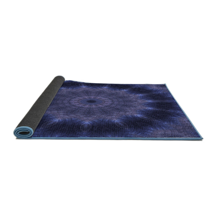 Thickness of Patterned Royal Blue Rug, pat129blu