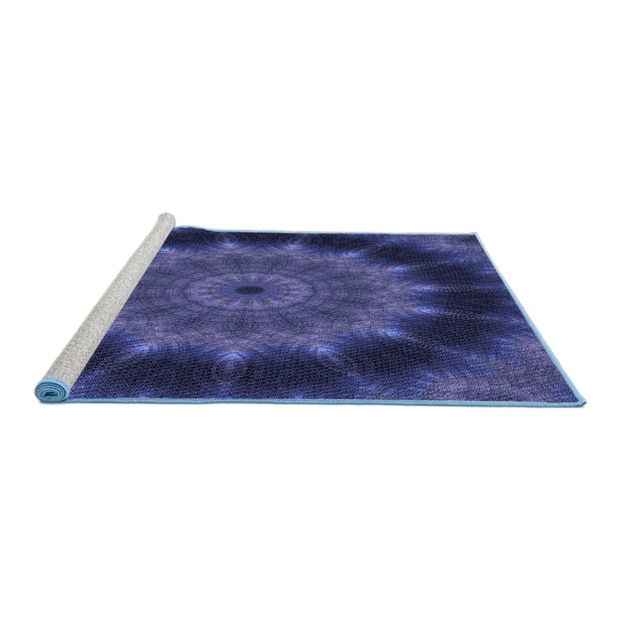 Sideview of Machine Washable Transitional Royal Blue Rug, wshpat129blu