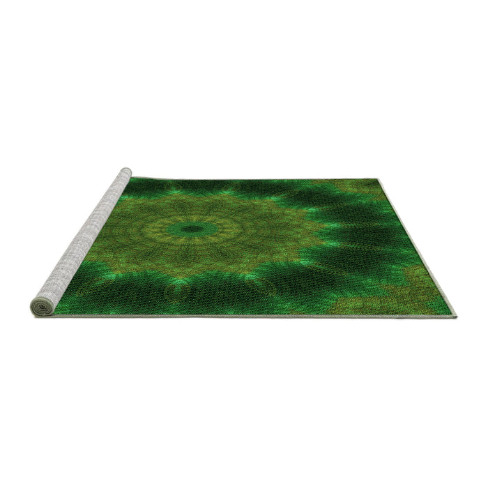 Sideview of Machine Washable Transitional Dark Lime Green Rug, wshpat129grn