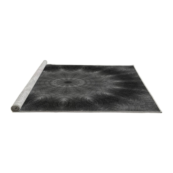 Sideview of Machine Washable Transitional Charcoal Black Rug, wshpat129gry