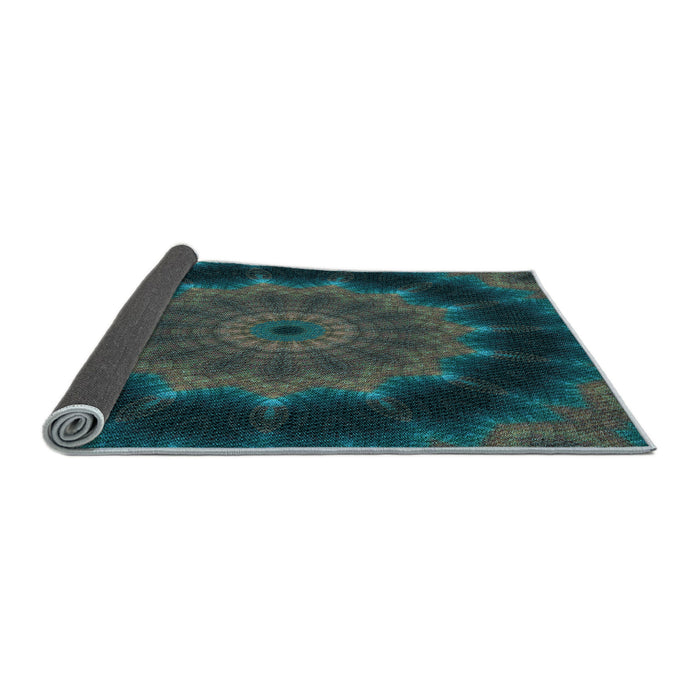 Thickness of Patterned Aquamarine Stone Green Rug, pat129lblu