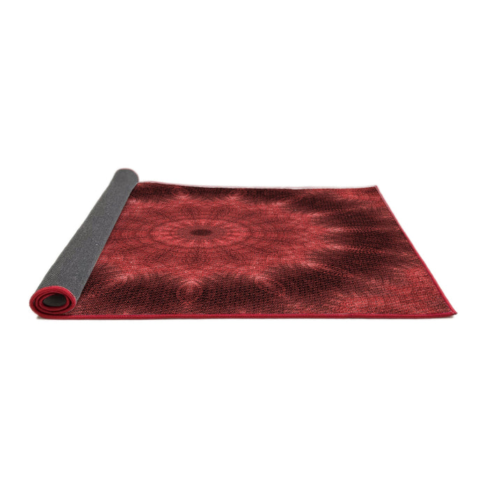 Thickness of Patterned Cranberry Red Rug, pat129rd