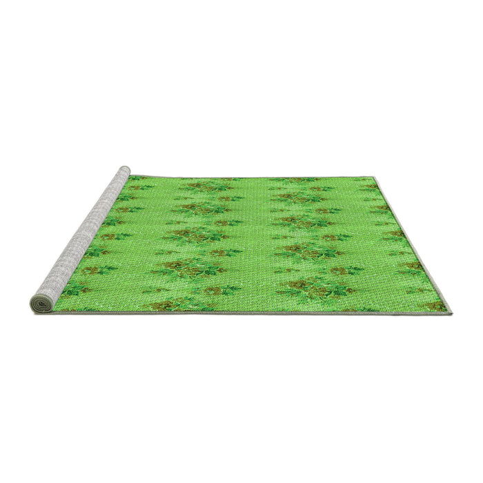 Sideview of Machine Washable Transitional Emerald Green Rug, wshpat1291grn
