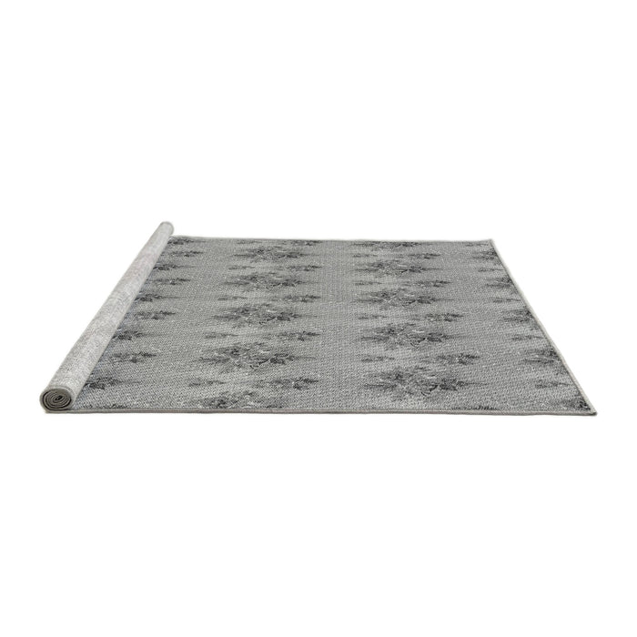 Sideview of Machine Washable Transitional Gray Rug, wshpat1291gry