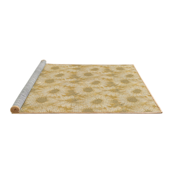 Sideview of Machine Washable Transitional Brown Gold Rug, wshpat1292brn