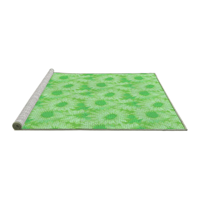 Sideview of Machine Washable Transitional Green Rug, wshpat1292grn