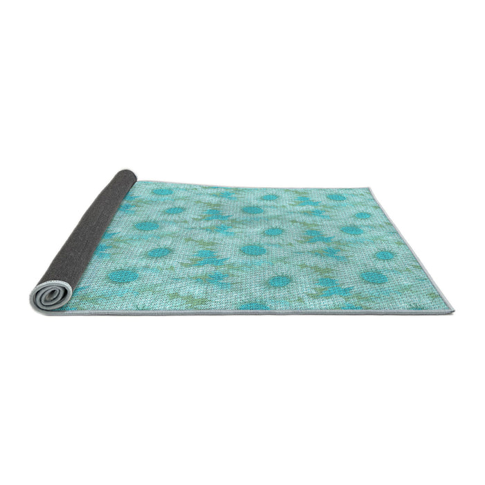 Thickness of Patterned Medium Turquoise Green Rug, pat1292lblu