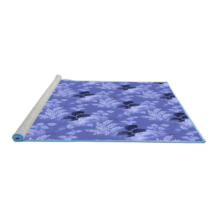 Sideview of Machine Washable Transitional Sky Blue Rug, wshpat1293blu