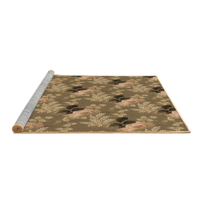 Sideview of Machine Washable Transitional Red Brown Rug, wshpat1293brn