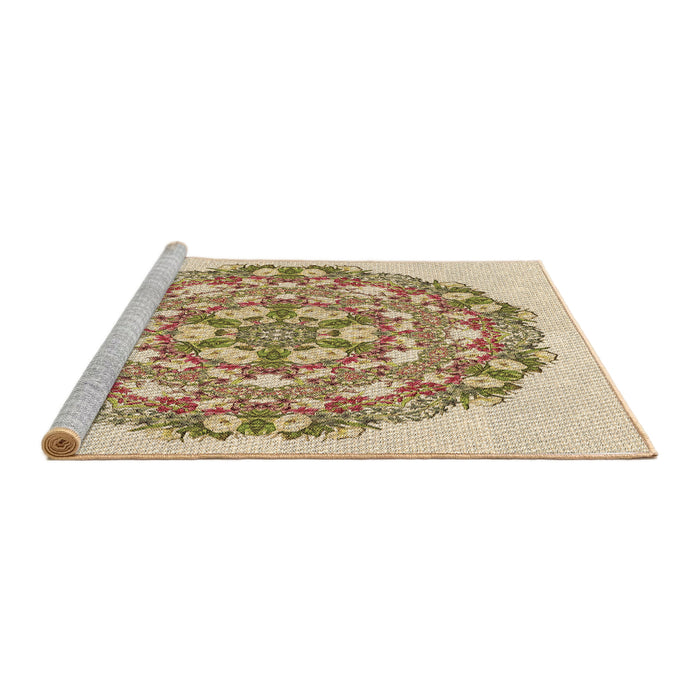 Sideview of Machine Washable Transitional Khaki Gold Rug, wshpat1294brn