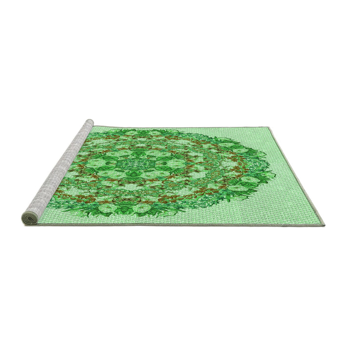 Sideview of Machine Washable Transitional Jade Green Rug, wshpat1294grn