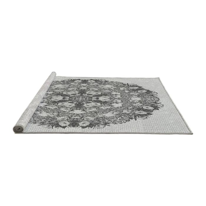 Sideview of Machine Washable Transitional Gray Rug, wshpat1294gry