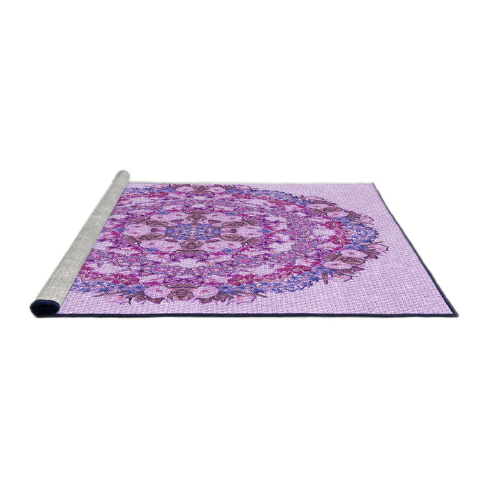 Sideview of Machine Washable Transitional Blossom Pink Rug, wshpat1294pur