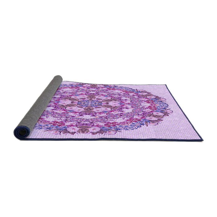Thickness of Patterned Blossom Pink Rug, pat1294pur