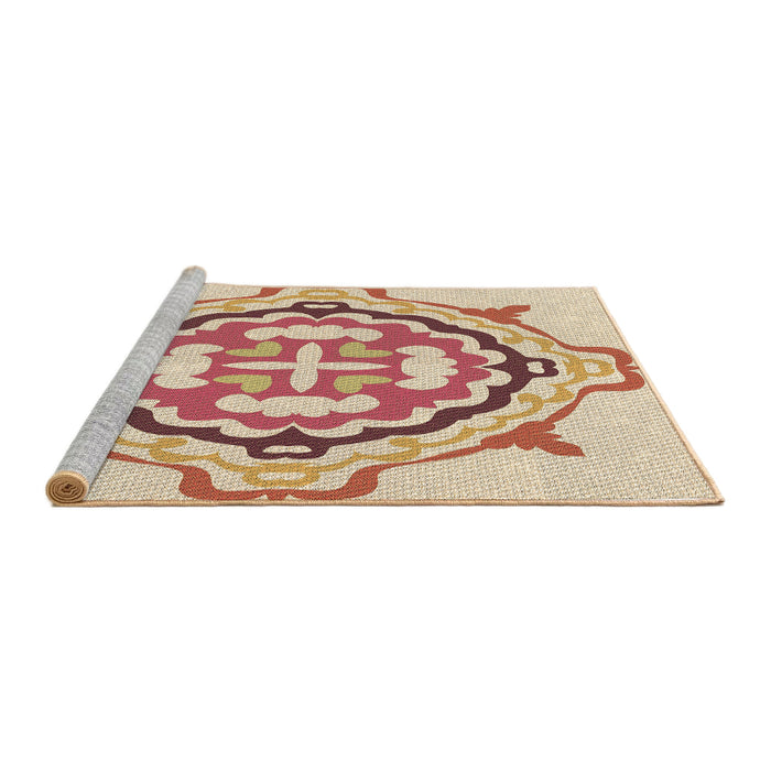 Sideview of Machine Washable Transitional Golden Blonde Gold Rug, wshpat1295brn