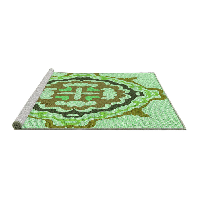 Sideview of Machine Washable Transitional Mint Green Rug, wshpat1295grn