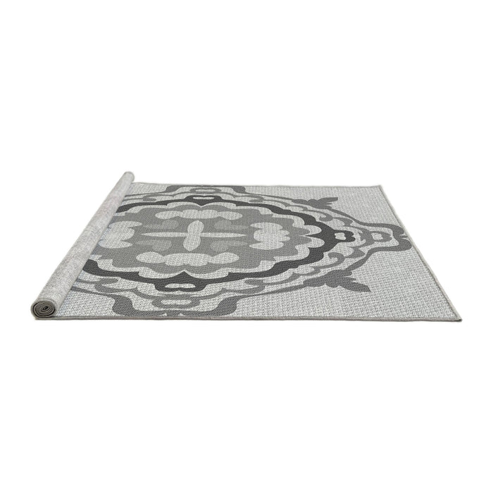 Sideview of Machine Washable Transitional Gunmetal Gray Rug, wshpat1295gry