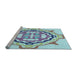 Sideview of Machine Washable Transitional Light Aquamarine Green Rug, wshpat1295lblu