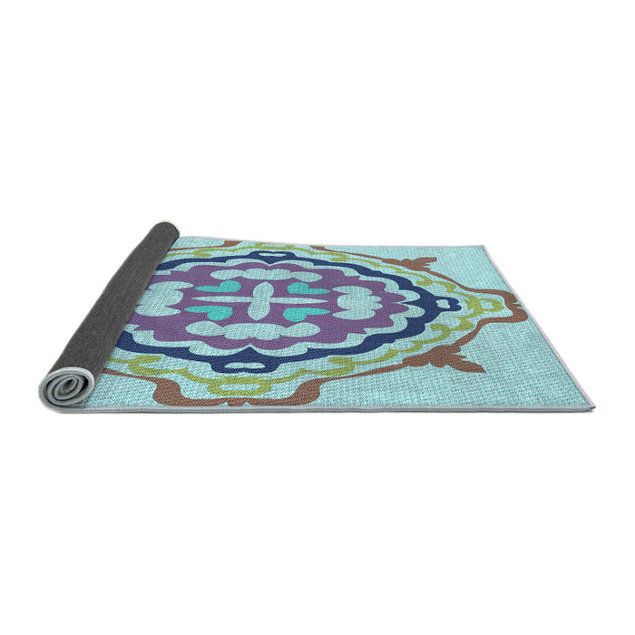 Thickness of Patterned Light Aquamarine Green Rug, pat1295lblu