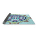 Thickness of Patterned Light Aquamarine Green Rug, pat1295lblu