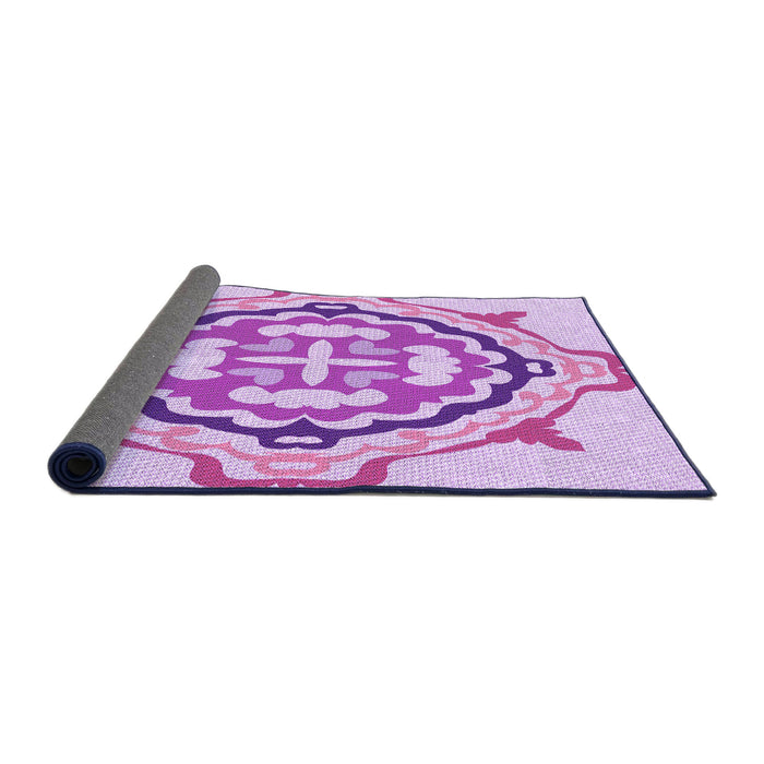 Thickness of Patterned Blossom Pink Rug, pat1295pur