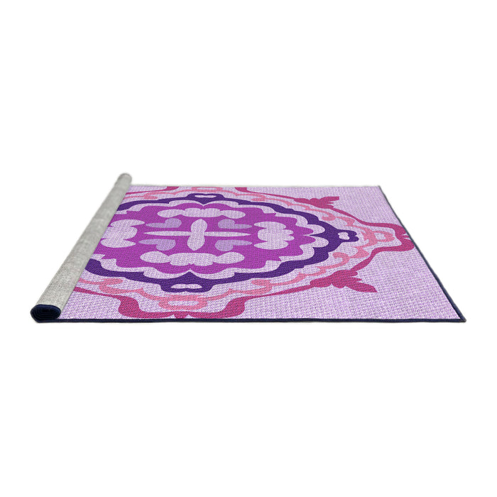 Sideview of Machine Washable Transitional Blossom Pink Rug, wshpat1295pur