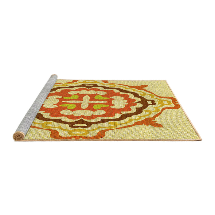 Sideview of Machine Washable Transitional Orange Rug, wshpat1295yw