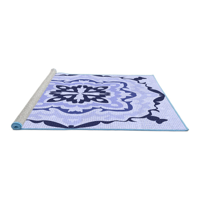 Sideview of Machine Washable Transitional Blue Rug, wshpat1296blu