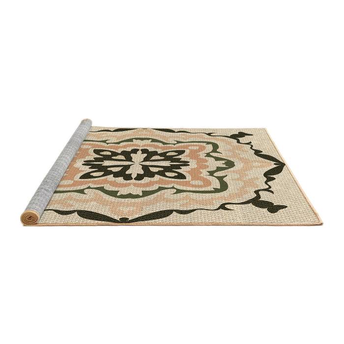Sideview of Machine Washable Transitional Vanilla Gold Rug, wshpat1296brn