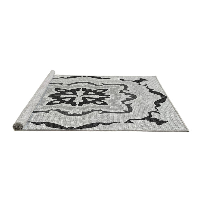 Sideview of Machine Washable Transitional Platinum Gray Rug, wshpat1296gry