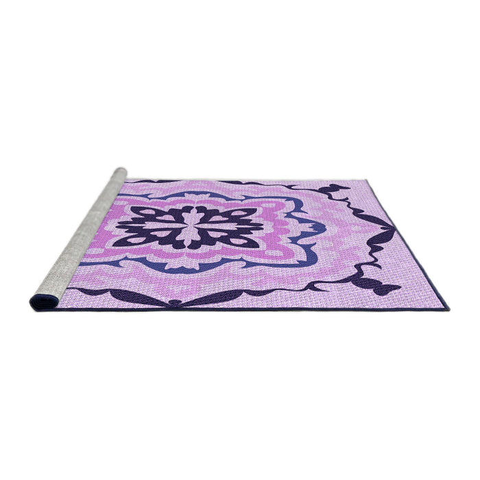 Sideview of Machine Washable Transitional Blossom Pink Rug, wshpat1296pur