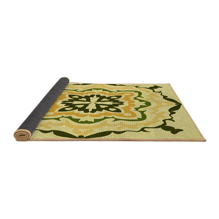 Thickness of Patterned Dark Yellow Green Rug, pat1296yw