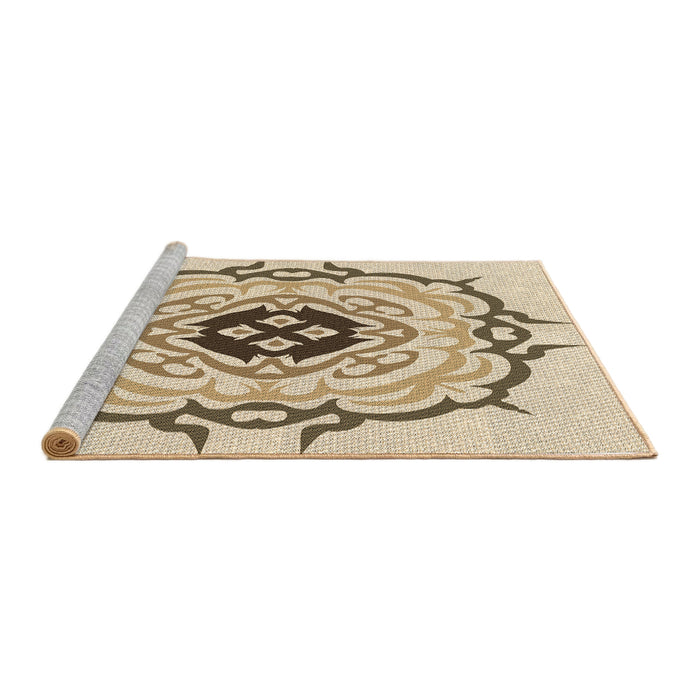 Sideview of Machine Washable Transitional Vanilla Gold Rug, wshpat1297brn