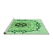 Sideview of Machine Washable Transitional Light Green Rug, wshpat1297grn