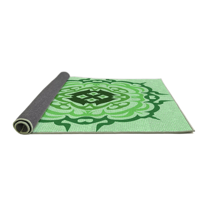 Thickness of Patterned Light Green Rug, pat1297grn