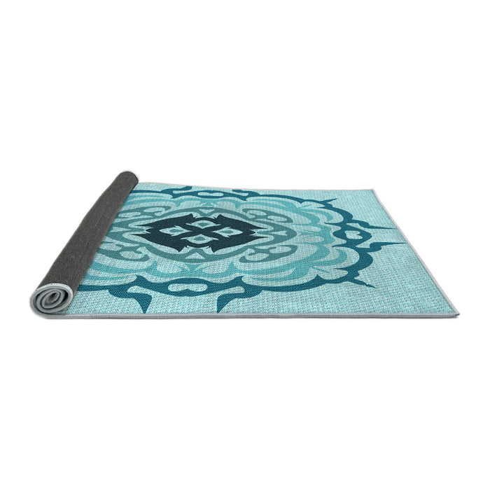 Thickness of Patterned Electric Blue Rug, pat1297lblu