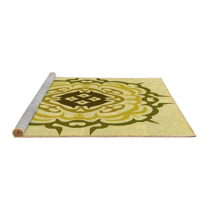 Sideview of Machine Washable Transitional Dark Golden Brown Rug, wshpat1297yw